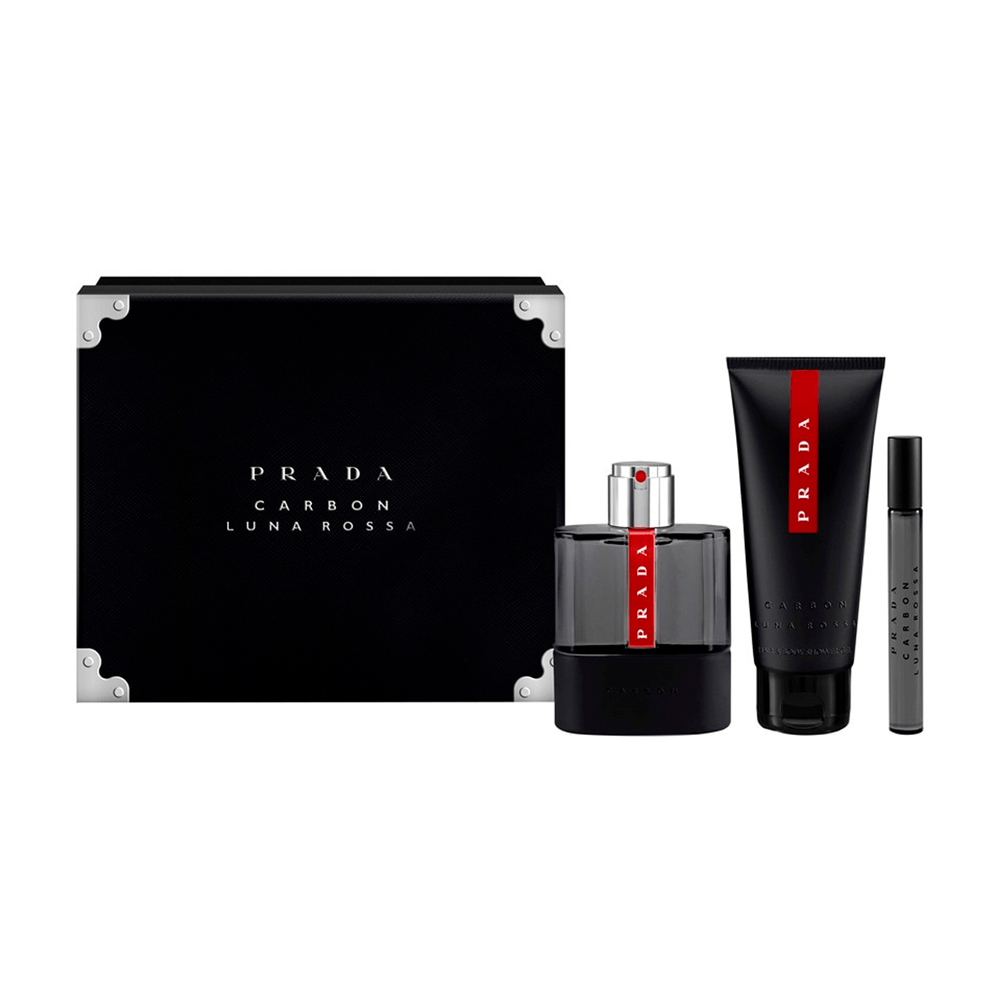 PRADA LUNA ROSSA CARBON COFFRET EDT100 SHOWER GEL 100ML MG10ML opaque