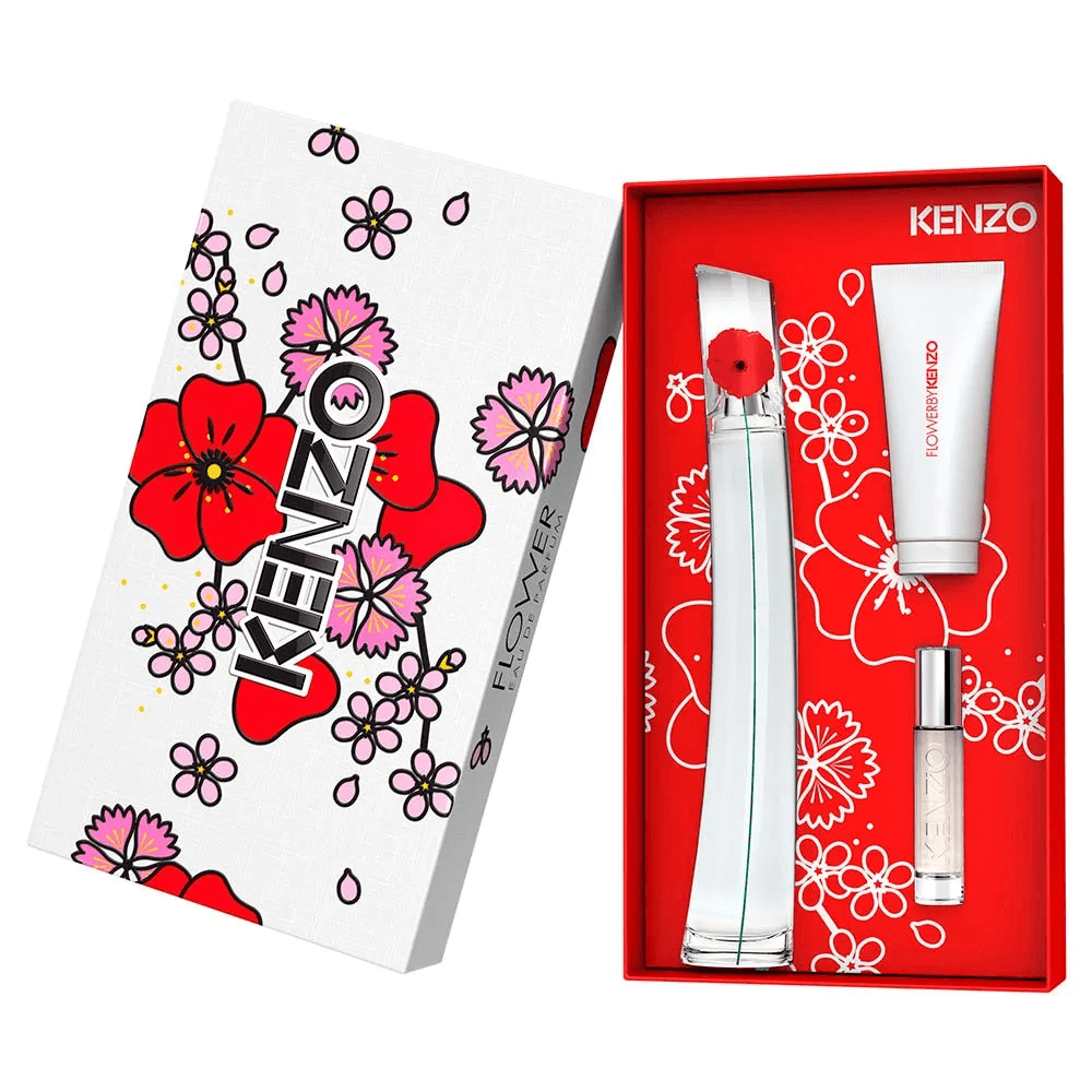 FLOWER BY KENZO COFFRET (EDP 100ML +TRAVEL SPRAY 10ML +BODY LOTION