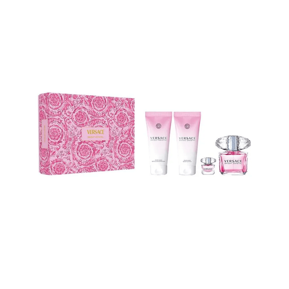 VERSACE BRIGHT CRYSTAL COFFRET (EDT 90ML + BODY LOTION 100ML + SHOWER GEL 100ML + MINI 5ML)